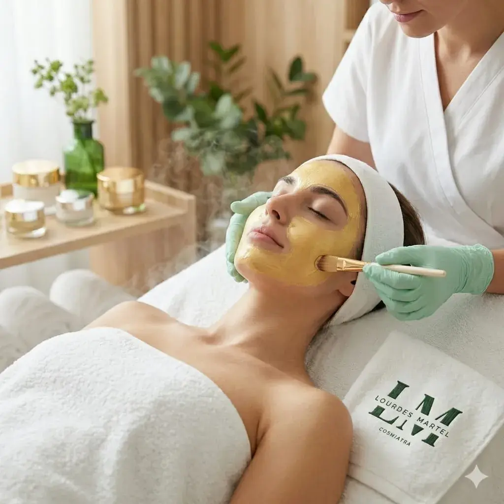 Facial con mascarilla dorada