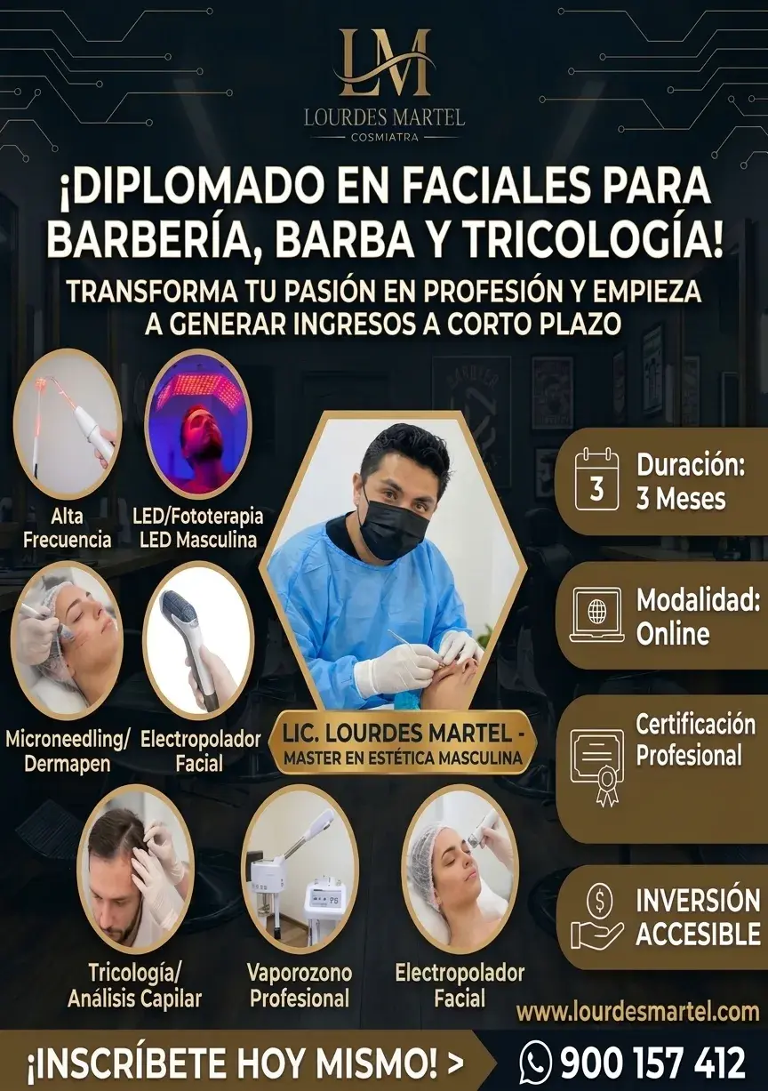 Diplomado en Faciales para Barbería, Barba y Tricología